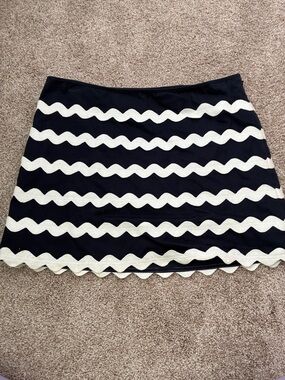 Navy and White Wavy Stripe Mini Skirt